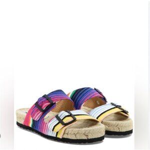 Manebi Tulum Espadrille Shoes Womens Size 9 Multicolor Stripe Buckle Sandals